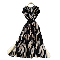 High-waisted Cinched-waist A-line Maxi Dress