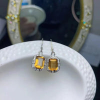 Silver Inlaid Pliers Natural Citrine Eardrops