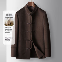 Men's Woolen Coat Chinese Stand-up Collar Wool Warm Jacket