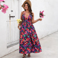Women's Summer Deep V-Neck Floral Dress