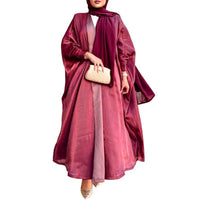 Muslim Bright Silk Satin Batwing Sleeve Robe