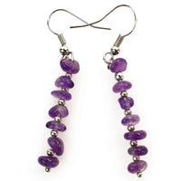 Womens Simple And Versatile Stone Design Amethyst Chip Earrings