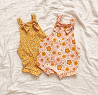 Baby Floral Suspender Polyester Shorts