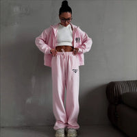 European And American Zip-Up Hoodie Set