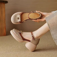 Women's Fashionable Waterproof Closed-Toe High-Heel Sandals