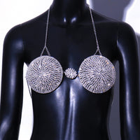 Exaggerated Round Bikini Chest Chain Nightclub Sexy Rhinestones