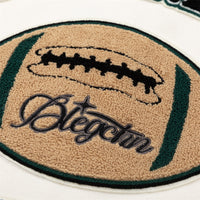 Towel Embroidered Rugby Pattern Leather Sleeve Stitching Jacket Coat