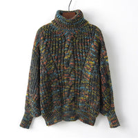 Autumn And Winter New Women's Wool Turtleneck Pullover Twist Long Sleeve Loose Knitted Bottoming Shirt