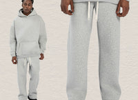 Men's Hooded Sweatshirt Fleece-lined Loose Sweatshirt Set