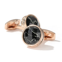 Men's Cufflinks Stylish Round Gray Silver Rose Gold