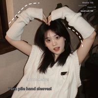 Fingerless Gloves Dark Hip Hop Sun Protection Arm Guard Knitting Oversleeve Women
