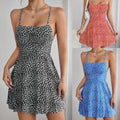 European And American-style Slim-fit Floral Print Backless Slip Dress