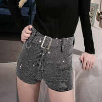 Full Diamond Stretch Jeans Women's Fashion Slim Fit Denim Shorts