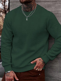 Loose-fitting Mens Casual Top With A Crew Neck And Jacquard Weave