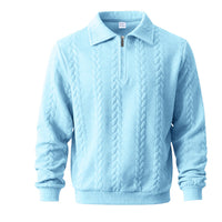 Men's Long Sleeve Lapel Zipper Loose-fitting Casual Pullover