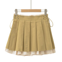 New Women's Pleated Skirt Side Drawstring Contrast Skirt