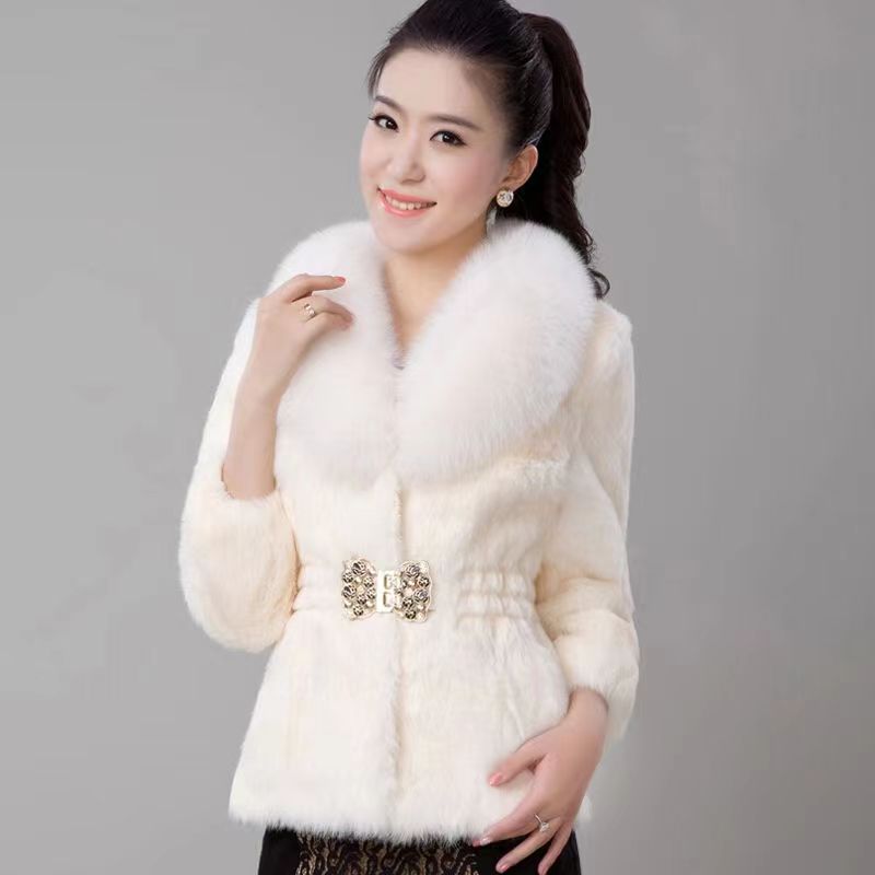 Autumn And Winter Fur Coat Artificial Coat With Fox Fur Collar