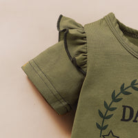 Girls' Letter Print Short Sleeve Top Three-piece Camouflage Skirt