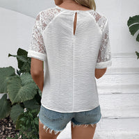 Women's Casual Lace-trimmed Shirt Top