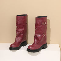 Womens Retro Multi-Layer Boot Buckles