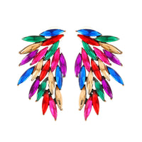 Multicolor Paved Rhinestone Angel Wing Stud Earrings Women Boho Statement Vacation Party Daily Wear Accessories