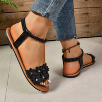 Bohemian Flat Flower Strap Sandals
