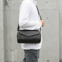 Vintage Crossbody Bag Handheld Vegetable-Tanned Leather Mens