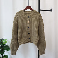 Thick Needle Design Sense Niche Sweater Coat Loose Round Neck Long Sleeve Temperament
