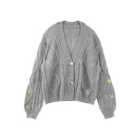 Sweater Cardigan Coat Embroidery Casual Knitting