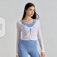 Bunchy Yarn Nude Feel Yoga Clothes Women's Twisted Layered Design Sports Long Sleeve