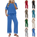 Elegant  Casual  Comfortable Pants And Short-Sleeve Top Two-Piece Set For Women