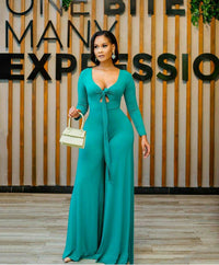 Women's Solid Color Fashion Long Sleeve Jumpsuit