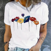 Printed Round Neck Short Sleeve Top