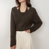 Winter New Lazy Wind Design Sense Loose Cropped Sweater