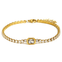 Fashionable All-Match Stainless Steel 18K Gold-Plated Zircon Bracelet