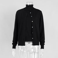 Womens Turtleneck Sleeveless Base Layer Top Sweater Cardigan Set