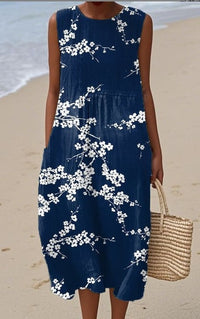 Sleeveless Casual Printed Dress Slim Fit