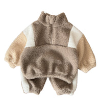 Baby And Toddler Lambswool Stand Collar Half-Zip Two-Piece Set