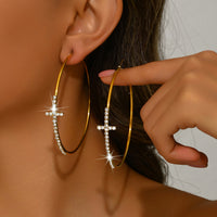 Exaggerated Rhinestone Cross Simple Bracelet Big Ring