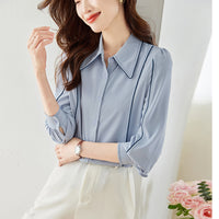 Real Shot Shirt Women's Niche Autumn New Top Chiffon Plus Size