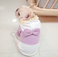Autumn And Winter Fat Dog Purple Fleece Bow Sweater