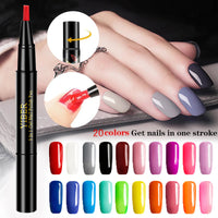 5pcs Nail Polish Pen 3 In 1 One Step Glue Pen Multicolor