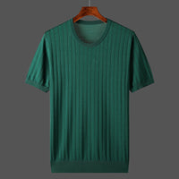 Hollow-out Knitted Casual Men's Short-sleeved Shirt