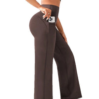Moisture-wicking Pocketed Straight-leg Yoga Pants For Women