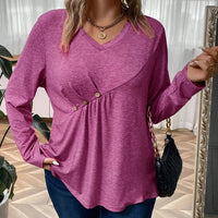 Women's Long-sleeved Waist-cinching Short Base Shirt With Pleated Slim-fit Top