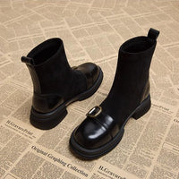 Retro British Style Versatile Slim Boots Brown Sock Boots