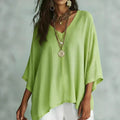 Womens Loose Solid-Colored Top Casual Comfortable All-Match T-Shirt
