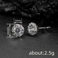 Round Moissanite Stud Earrings European And American Style Copper-plated