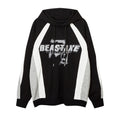 European And American Style Color Contrast Patchwork Brushed Hoody