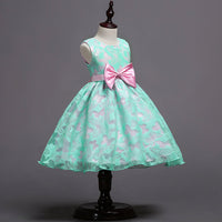 Bow Pleated Mesh Puffy Girls Dress